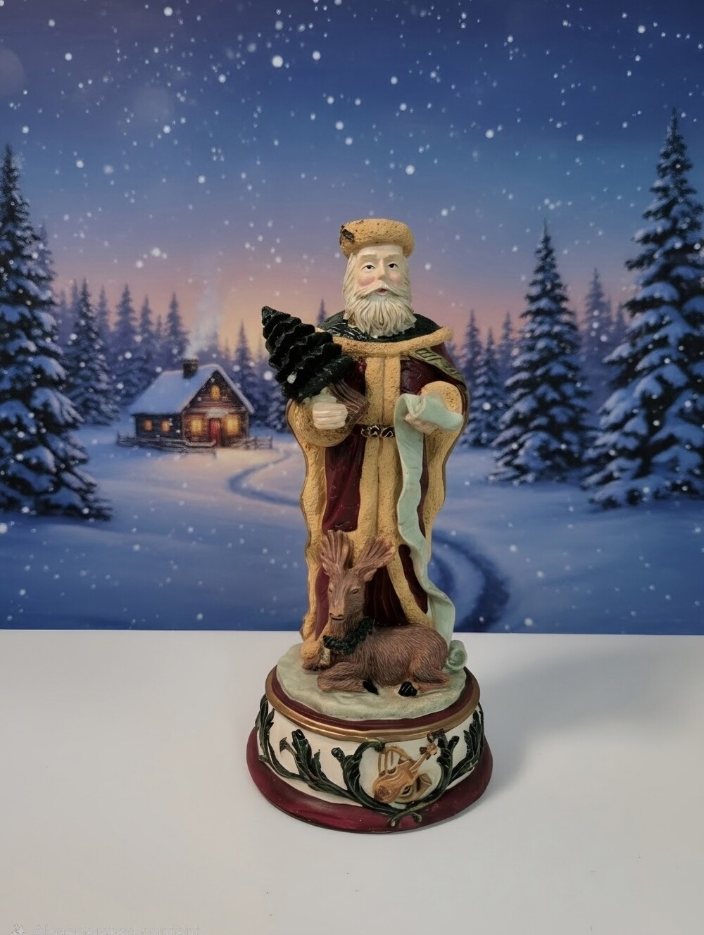 Vintage Windsor Collection Christmas Musical Santa Claus Wind-Up Music Box